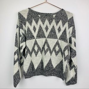 Vintage Cropped Diamond Pattern Sweater‎